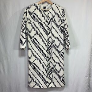 👂🏽 nwt Valette black and creamy white cotton abstract print long blazer jacket: